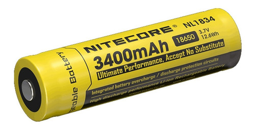 Bateria 18650 Nitecore Nl1834 3400mah Protegida Lampara