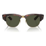 Óculos Solar Ray Ban Mega Club-master Rb 0316s Cor Verde-claro Armação Preto Polido Sobre Ouro Haste Preto Lente Verde Desenho Quadrado