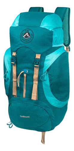 Mochila De Camping T-go Out Bound 40 Litros Ajuste Pectoral Abdominal Espaldar Ergonómico Cobertor Lluvia Xs505 Turquesa