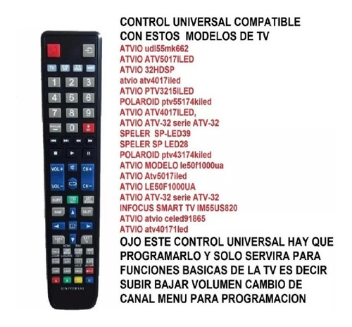 Control Para Atvio Modelo Udl55mk662 Smart Tv 55  U59