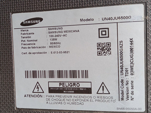 Televisor Samsung Un40ju6500g Ver Td01 Desarme Venta X Pieza