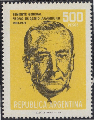 1980 Tte Gral Aramburu- Argentina (sello) Gj 1931 Mint