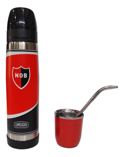 Termo Lumilagro Inox Newells + Mate Rojo + Bomb 350 - Fdn Pp