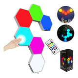 Pack 6 Apliques Inteligente Hexagonal Con Mando A Distancia