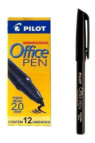 Caneta Hidrográfica Office Pen 2.0 Pilot C/12 Cor Preto