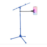 Suporte/clamp Universal P/celular Em Pedestal De Microfone