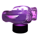 Lámpara Mesa 3d Rayo Mcqueen Base Negra