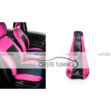 Fundas Cubre Asientos Auto Ecocuero + Cofia Rosa