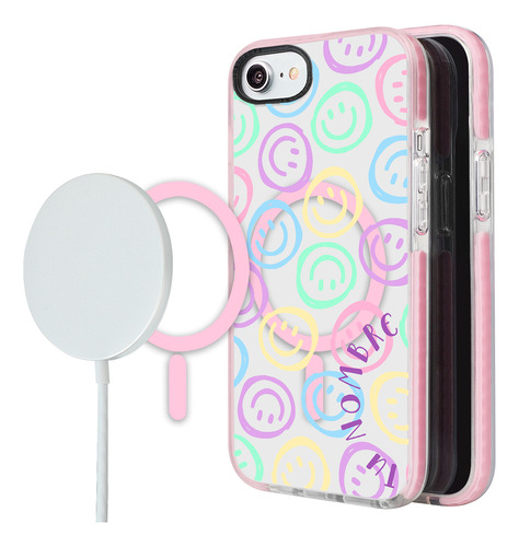 Funda Para iPhone Magsafe Para Mujer Tu Nombre Happy Faces