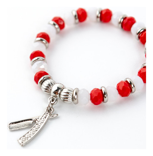 Pulseira Maria Navalha Pingente Prata Cristal E Silicone