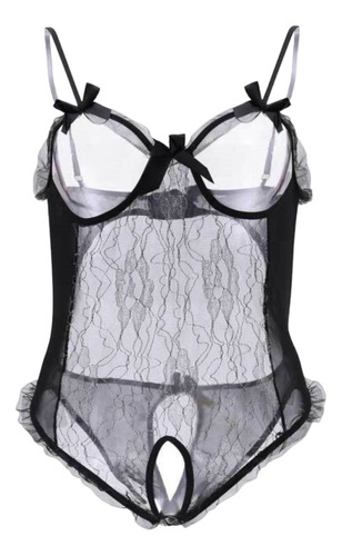 Sexy Lenceria Bodysuit Copa Abierta Babydoll Encaje Mujer 