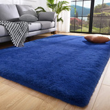 Tapete Sala Quarto 2,00x1,50 Shaggy Luxuoso Peludo Fofinho Azul Casa Laura Enxovais