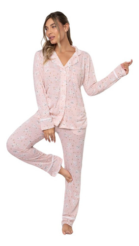 Pijama Mujer Invierno Camisero So Pink So Trendy 18030