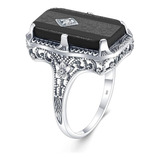 Anillo Plata Para Mujer Rectangular Agata Onix Piedra Precio