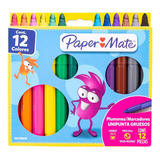 Paper Mate 12 Plumones Marcadores Lavables Gruesos G10206