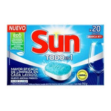 Detergente Jabon En Tabletas Lavavajillas Sun 3 En 1 X20