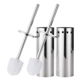 Kit 2 Escova Limpar Vaso Sanitário Privada Banheiro Aço Inox