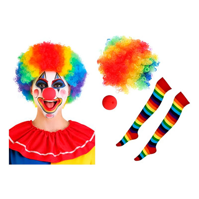 Kit Set Accesorios Payaso Clown Fiesta Afro Disfraz Animacio | MercadoLibre