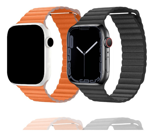 Pulseira Couro Genuíno Magnética Loop Para Apple Watch Luxo