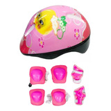 Capacete + Kit Proteção Infantil Rad7 Pink Bike Skate Patins