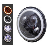 Faro Led 7'' Redondo Moto Luz Alta Y Baja Con Ojo De Angel