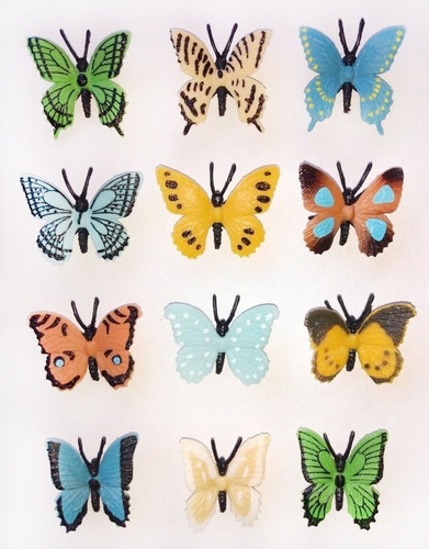 Mariposas Color Insectos De Jardín X 12 Souvenir Deco Torta