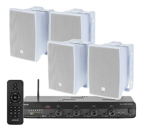 Amplificador Som Ambiente Frahm Bluetooth + 04 Caixas Jbl