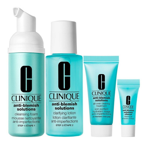 Kit De Limpeza Facial Clinique Anti-acne Com 04 Itens