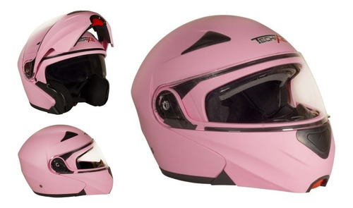 Casco Moto Tech X2 Tx-901 Rosa Mate Abatible Dama 