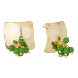 Aretes Topo Mini Flor Verde