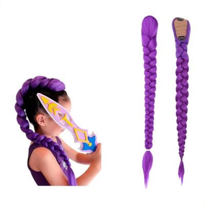 Postizo Trenza Morada Rumi Kpop Demon Hunters Disfraz Niña