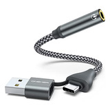 Adaptador Usb A Audio 3.5mm, 2 En 1 Usb A/c A Jack 3.5mm