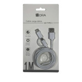 Cable 1hora Usb A V8 Microusb + Tipo C 2.1amp Carga Y Datos Color Blanco