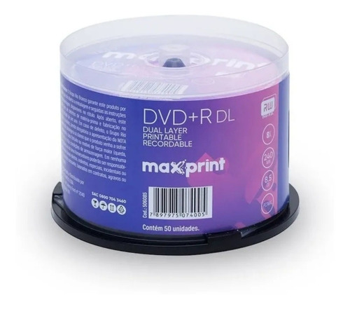 150 Dvd+r 8.5 Gb Maxprint Printable 240 Minutos 8x Original 