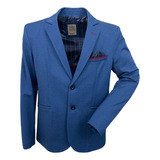 Saco Blazer Tela  Ponti Strech Color Azul Mezclilla Slim Fit