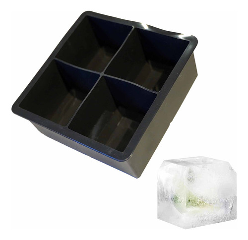 Cubetera De Silicona Xxl Ionify Para 4 Cubos De Hielo Color Negro