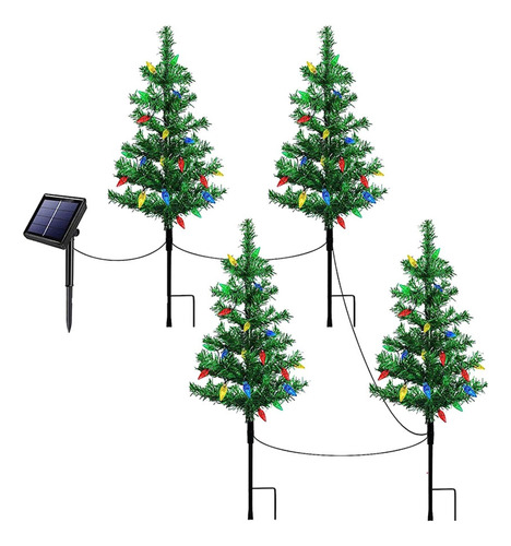 Farol Solar Pequeño Para Árbol De Navidad, Paquete De 4