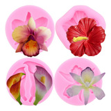 4pcs Molde De Silicona Orquídea Hibisco Fondant Resina