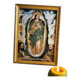 Virgen Del Milagro 40 X 32 Cm Gobelino Tejido A Mano