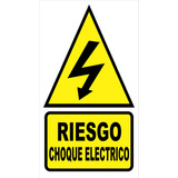 Cartel Calco Riesgo Choque Electrico 9x16 Cm Oferta!!!