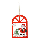 Pendente Natal Papai Noel Madeira 10x14.5 Enfeite Vermelho