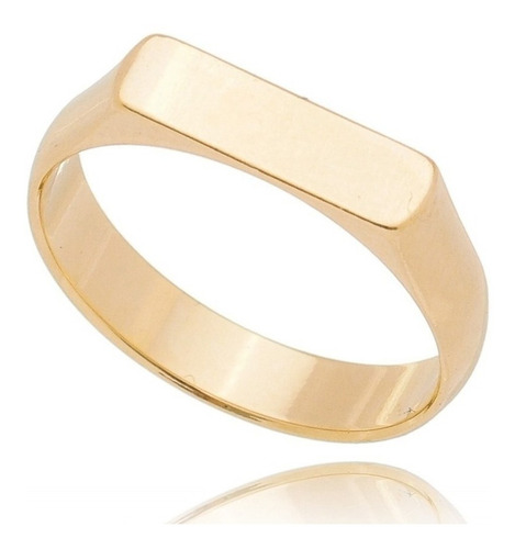 Anel De Ouro 18k Chapinha Retangular Liso Delicado Exclusivo