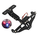 Porta Placa Universal Para Moto Ajustable Con Luz Led Negro