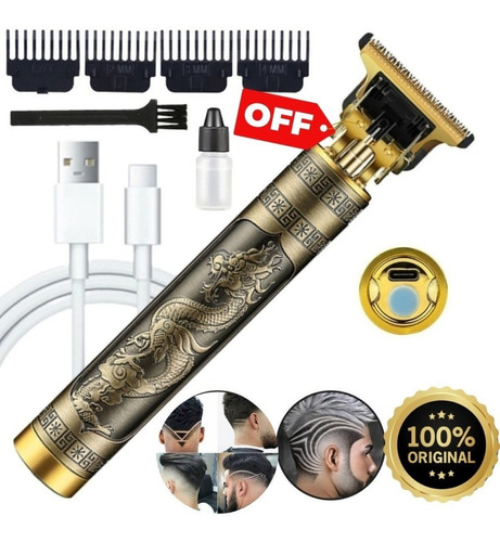 Maquina Barba Cabelo Pelos Corpo Dragão Dourado 110v/220v