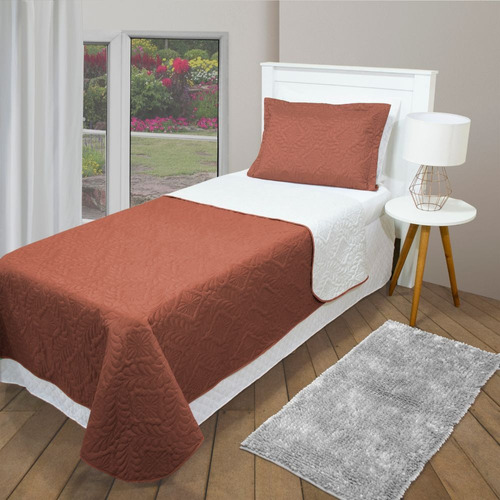 Colcha Cobre Leito Dupla Face Cama Solteiro Matelado Elegant