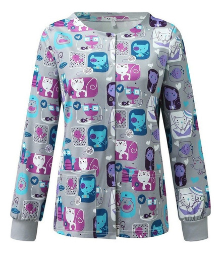 L Uniforme De Enfermería Con Estampado De Dibujos Animados O