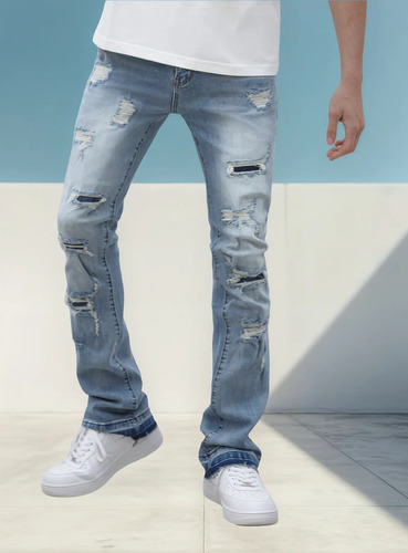 Logeqi® Jeans Rotos Lavados Para Hombre | Meses sin interés