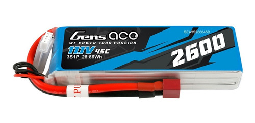 Batería Lipo Gens Ace 11.1v 3s 2600mah 45c Conector Estilo T