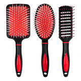 Diswald & Co Kit X3 Cepillos Peluqueria Alisado Peinado 3c Color Negro Y Rojo 384 + 382 +380