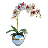 Arranjo Orquídea Flor Artificial Silicone 3d Vaso Prata Esp